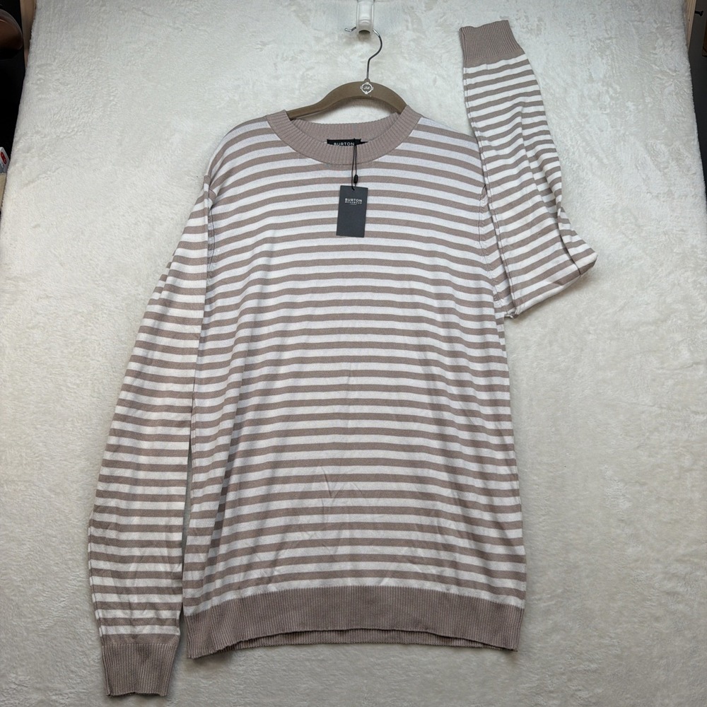 Burton Menswear London Striped Knit Sweater Men's Medium‎ Crewneck Long Sleeve